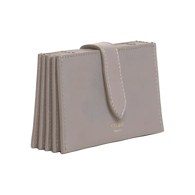 CELINE Grained Calfskin Card Holder Women's Pebble-1