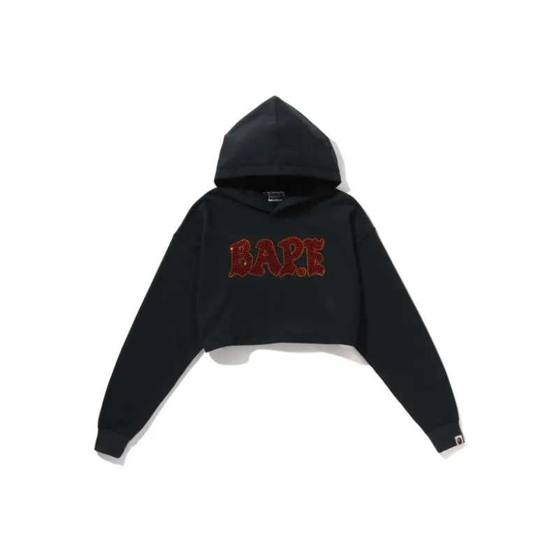 A BATHING APE Crystal Stone Cropped Pullover Hoodie 'Purple'-1