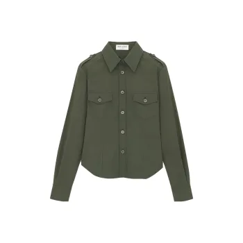 SAINT LAURENT Military Button up Cotton Shirt