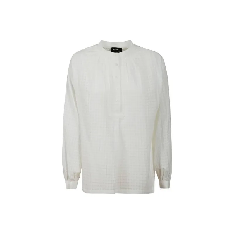 A.P.C Check Pattern Long Sleeved Blouse-0