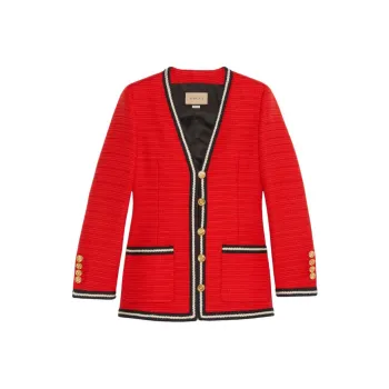 GUCCI Contrasting Trim Button-Up Blazer