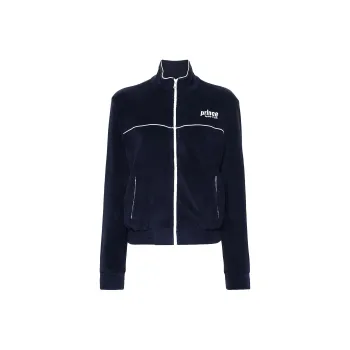 SPORTY & RICH Logo embroidered Zip up Sweatshirt
