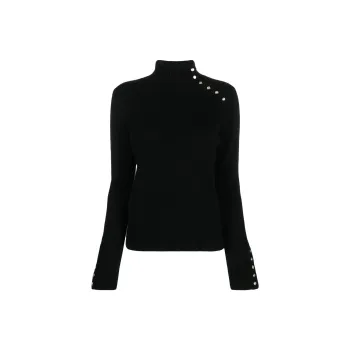 Maje FW22 Turtleneck Fitted Long-Sleeved Sweater Women's Black
