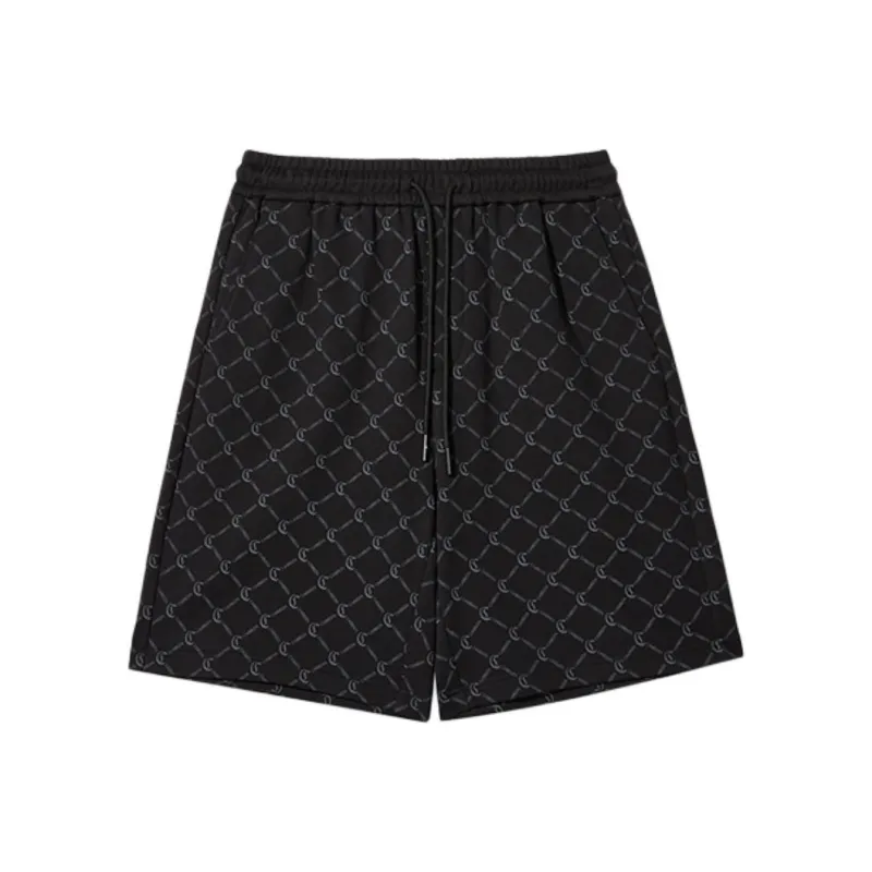 Cabbeen Casual Shorts Trendy Brand 100% Cotton Monogram All over Print Knee Length Pants Men's-3