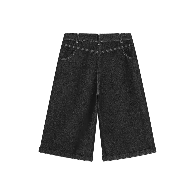 Ice Flying Denim Shorts Unisex Original Black Denim-1