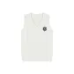 Raw White Knitted Fabric Sweater Tank Top with S Letter Badge