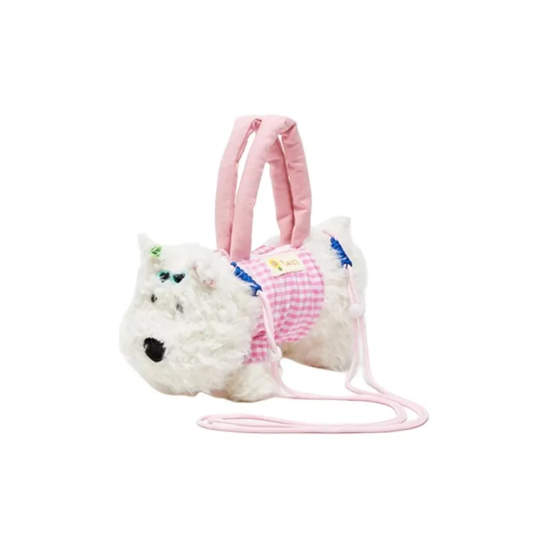 Three Blessings Fabric Handbag Medium Size Women's Brown Puppy/White Puppy/Kitten-7