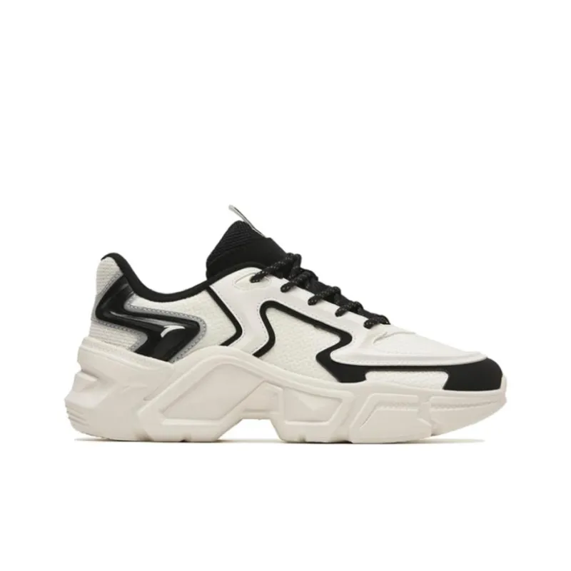 Anta Anti Slip Wear Resistant Low Top Chunky Sneakers Women's White Black-1