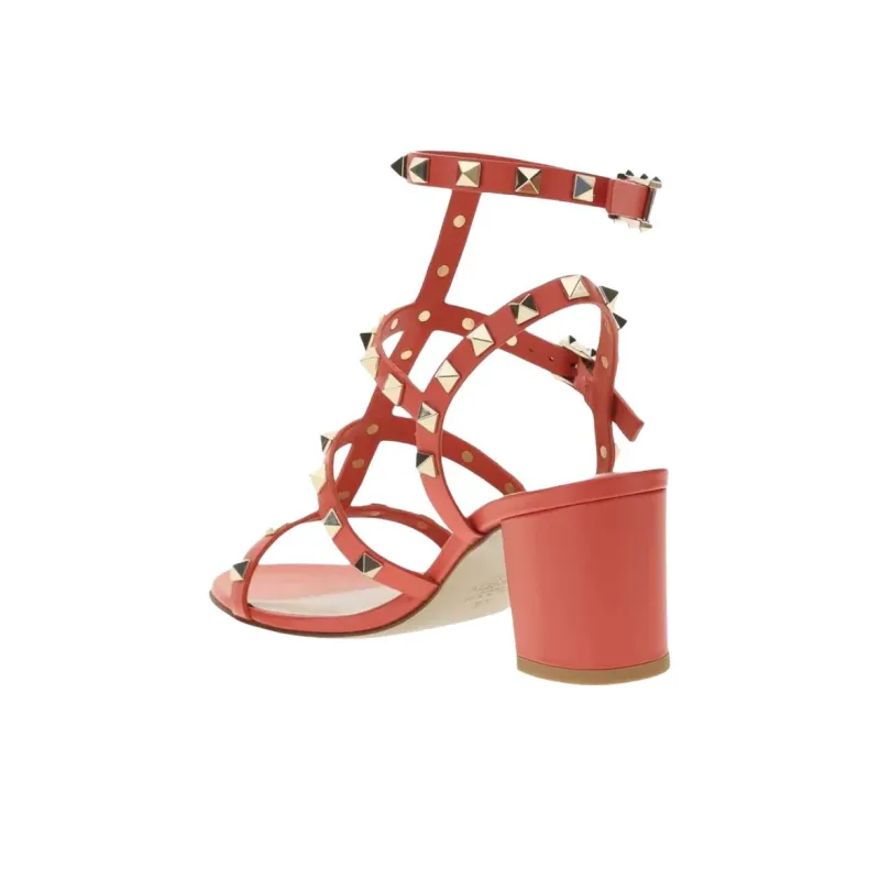 Valentino Rockstud Roman Sandals Women's Red-3