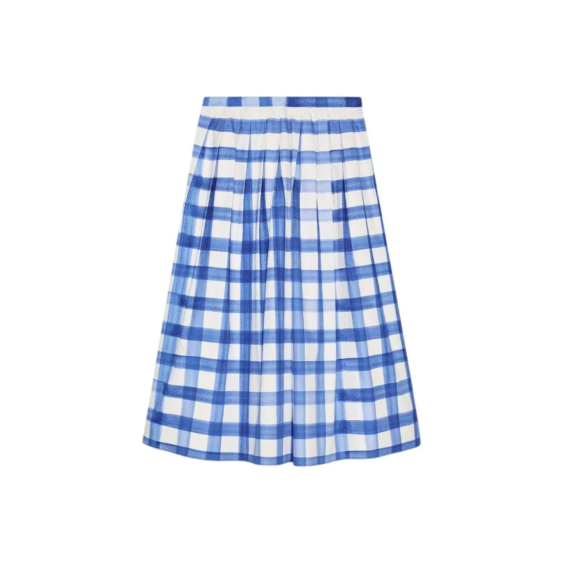 ZARA ZW Series Casual Long Skirt Women's Blue/White-1