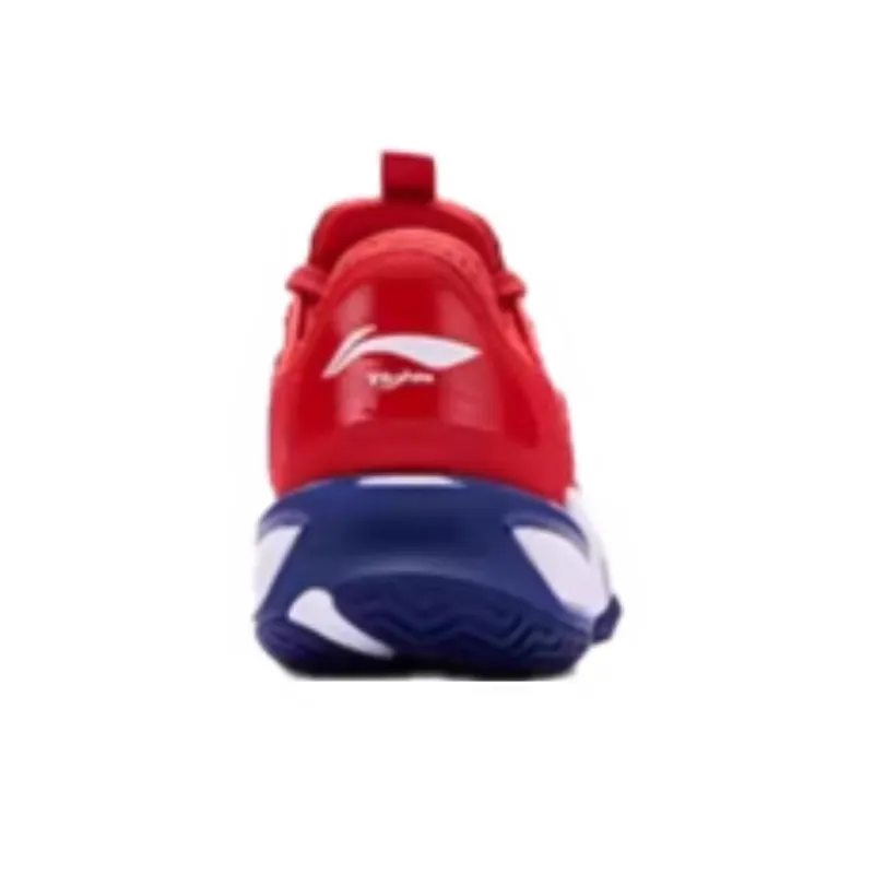 LiNing Abrasion Resistant Support Rebound Low Top Tennis Shoes Men's Fiery Red-2
