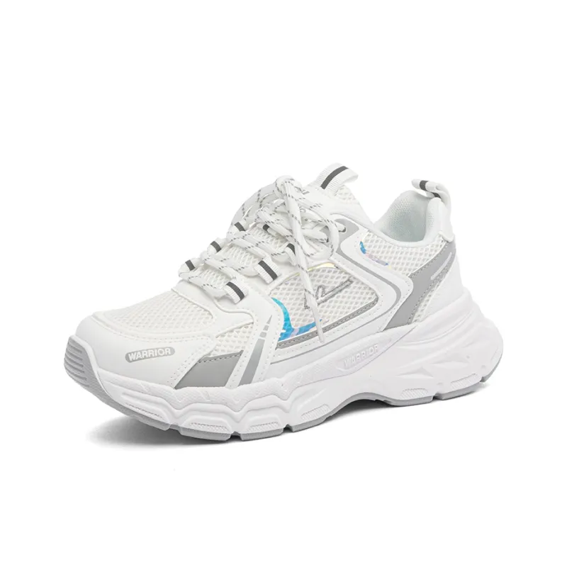 Warrior Breathable Height Increase Low Top Casual Physical Fitness Test Physical Exam Running Shoes Women's White Gray-1