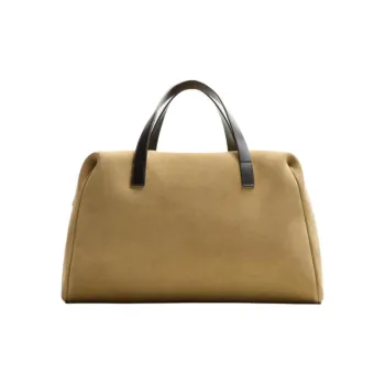ZARA Leather Travel Bag Unisex Sandy Brown