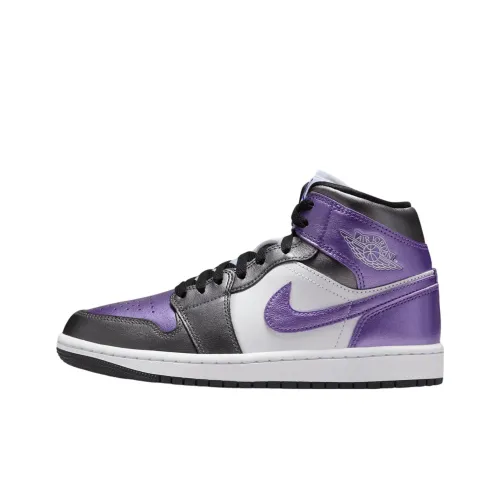 Jordan Air Jordan 1 Anti Slip Wear Resistant Low Top Vintage Basketball Shoes Women's Silver White Purple