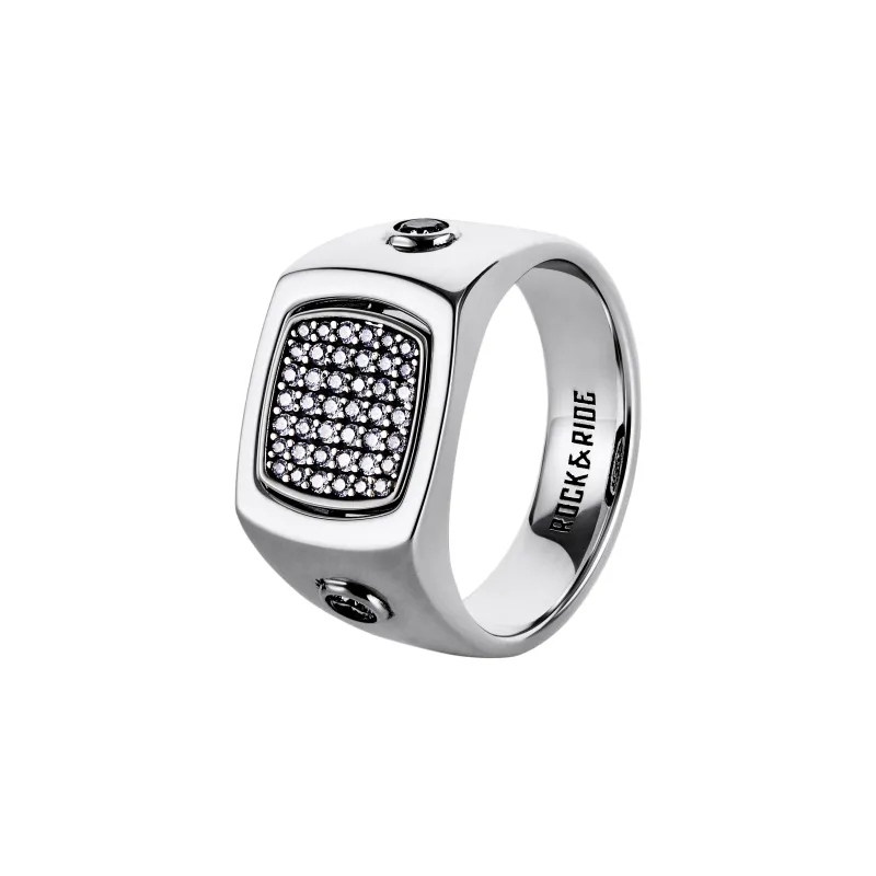 ROCK&RIDE 925 Sterling Silver With Zircon Rings Men's-0