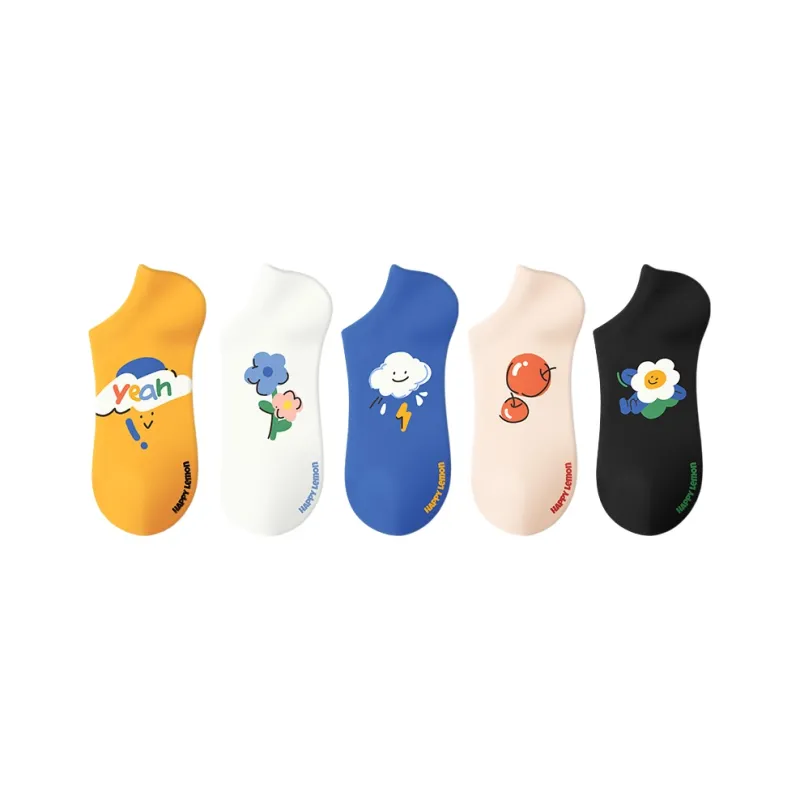 Happylemon No Show Socks Women's 5 Pack-13