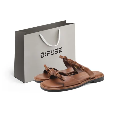 D FUSE SCANDINAVIA Stitching Leather Patchwork Slip Resistant Odor Resistant Slide Slippers Women's