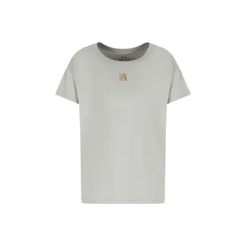 ARMANI EXCHANGEAE Letter Print Crew Neck Loose Fit Short Sleeved T Shirt T Shirt Women's Green
