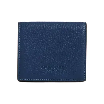 COACH Litchi Grain Leather Coin Purse Mini Men's Dark Blue