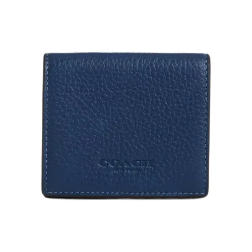 COACH Litchi Grain Leather Coin Purse Mini Men's Dark Blue