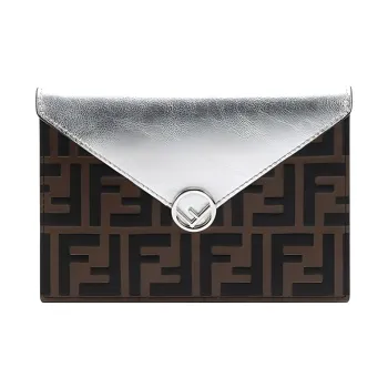 FENDI F Is Fendi Calfskin Envelope Bag, Clutch Women's Silver