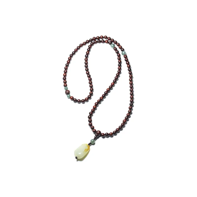 HANCANG Small Leaf Red Sandalwood Bead Chain Unisex-9