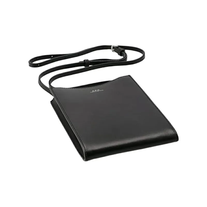 A.P.C Jamie Cow Leather Crossbody Bag, Shoulder Bag Men's Black-3