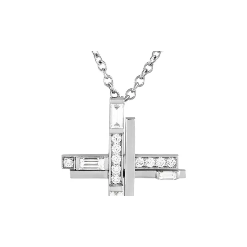 HARRY WINSTON Pre owned Platinum Diamond Cross pendant Necklace-2