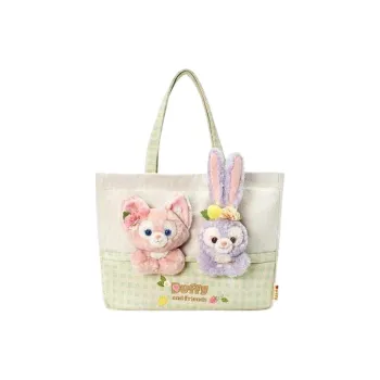 Disney Fabric, Polyurethane Tote Bag, Shopping Bag, Handbag, Shoulder Bag Unisex Beige & Pink & Purple