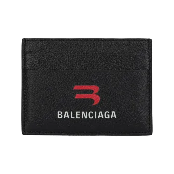 Balenciaga Cash Grained Calfskin Card Clip Men's Black