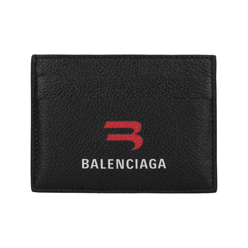 Balenciaga Cash Grained Calfskin Card Clip Men's Black-0