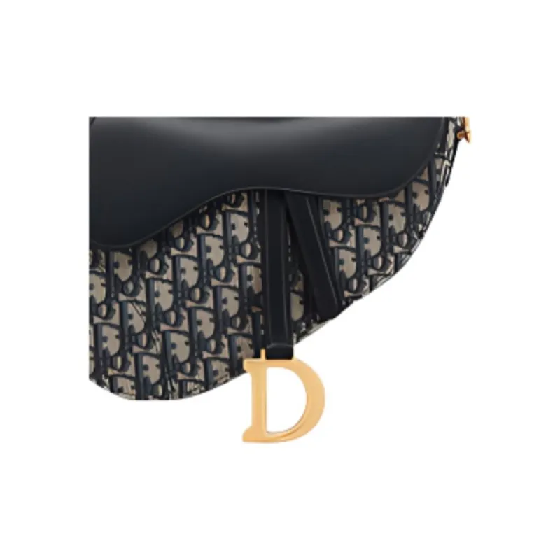 DIOR Fabric, Cow Leather Saddle Bag, Crossbody Bag, Shoulder Bag Medium Size Women's Blue-5