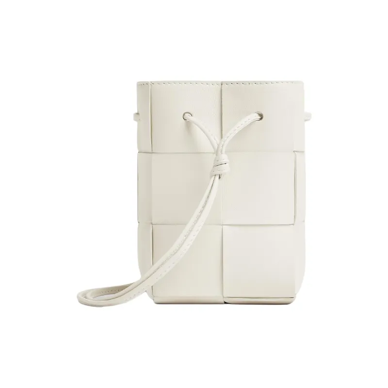 Bottega Veneta CASSETTE Lambskin Bucket Bag, Shoulder Bag, Crossbody Bag Mini Women's White-1