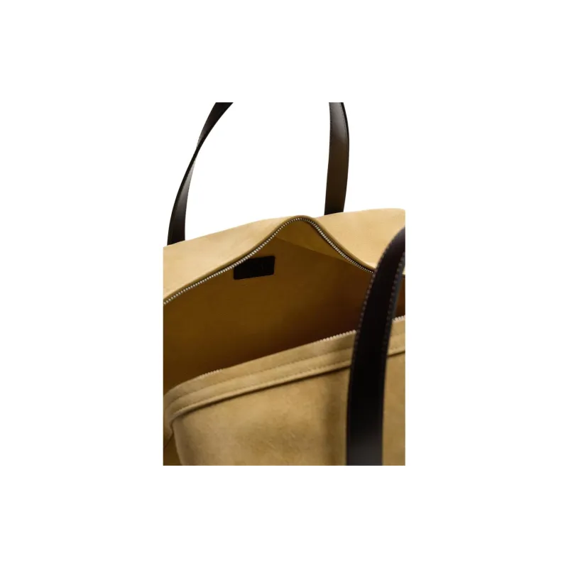 ZARA Leather Travel Bag Unisex Sandy Brown-3