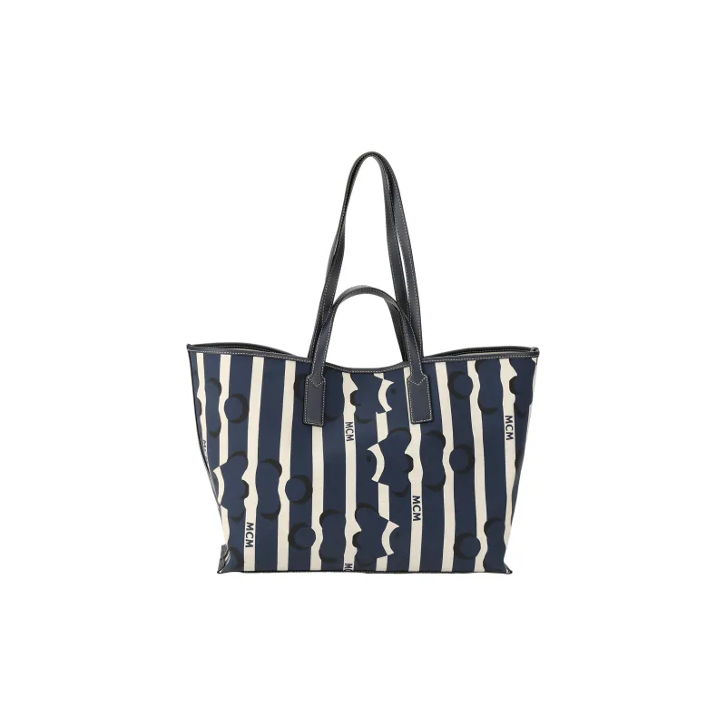 MCM Printed Canvas Canvas Bag Handbag Clutch Shopping Bag Medium Size Women's Sky Blue-2