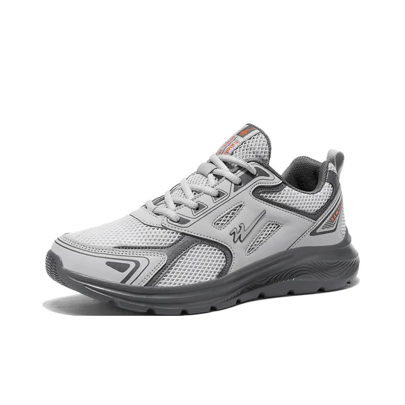Binary Running Shoes Men Low Top Light Gray/White/Orange-1