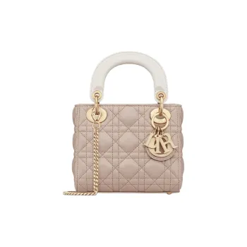 DIOR Lady Dior Sheepskin Shoulder Bag, Crossbody Bag, Handbag Mini Women's Brown, Beige, And Milk White