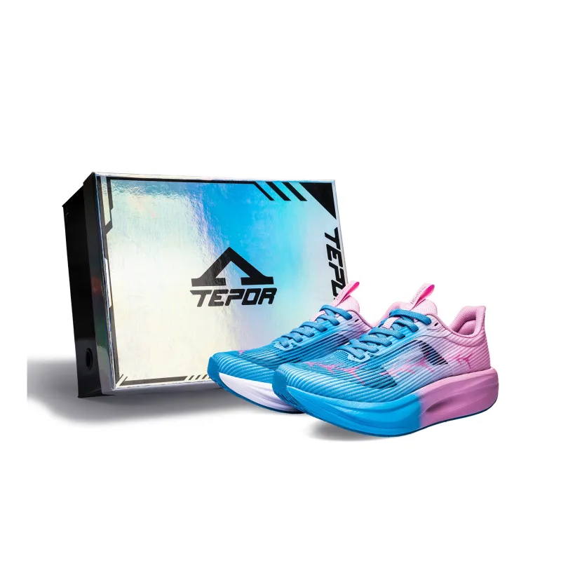 TEPOR Running Shoes Unisex Low Top Misty Blue/Dusk Cloud White/Gradient Black/Ice Blue Pink/Starburst Orange/Duorolan-22