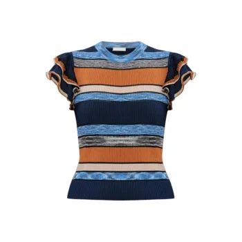 Ulla Johnson Ruffled Knit Stripe Top