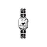 Double Row Denim Chain Strap-Silver & Black