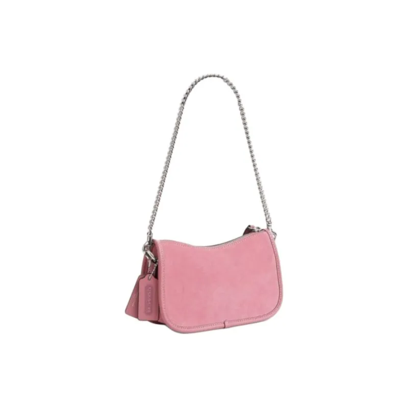 COACH Swinger Split Cow Leather Handbag, Shoulder Bag Trumpets Women's True Pink-1