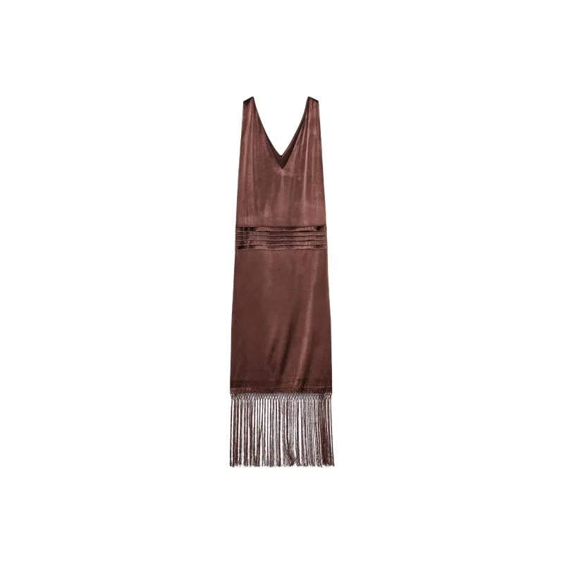 ZARA ZW Series Sleeveless Dress Women's Brown-1