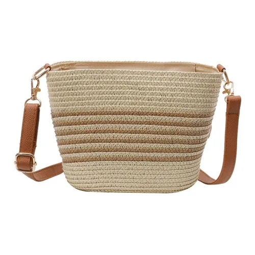 MOONDEMIMA Woven Bucket Bag, Shoulder Bag, Crossbody Bag Women's Ecru
