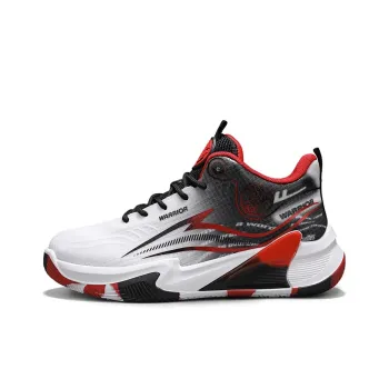 Warrior Coverage Height Increasing Lightweight Breathable Slip Resistant Low Top Basketball Shoes Men's White Black Red