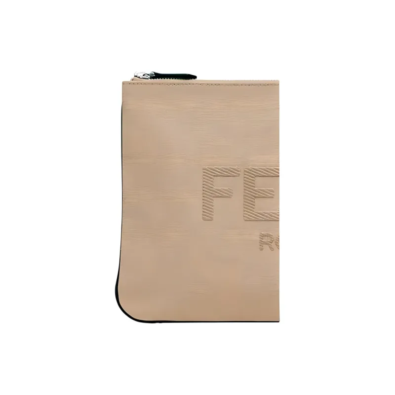 FENDI Cotton Canvas Bag Clutch Men's Beige-3