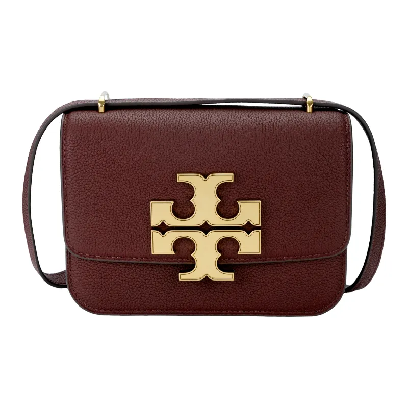 TORY BURCH Eleanor Litchi Grain Leather Crossbody Bag, Shoulder Bag Trumpets Women's Dark Color Cabernet Sauvignon-0