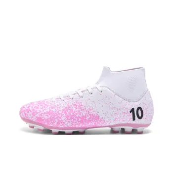QIUTEXIONG Soccer Shoes Unisex High Top Black/Gold/Pink/Aqua