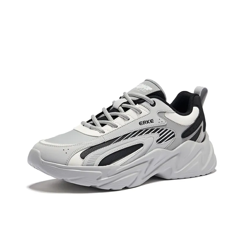 Erke Running Shoes Men Low Top Mist Gray, Jet Black-1