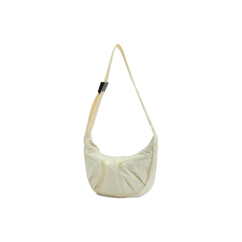 MYEDITION Fabric Shoulder Bag, Crossbody Bag, Dumpling Bag Small Size Unisex Ecru/Dark Gray/Gray Green-1