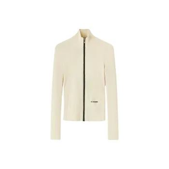 JIL SANDER Logo embroidered Ribbed knit Cardigan